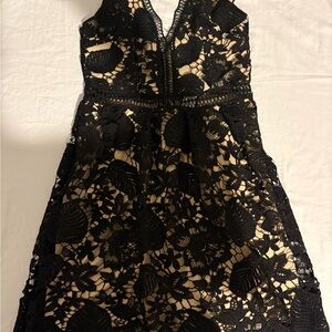 Romeo & Juliet Couture Black Lace Mini Dress